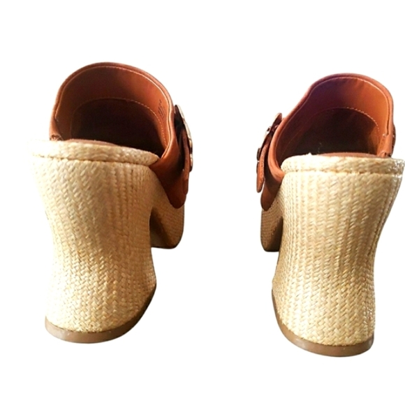 Boho 7 Retro Hipster Platform Brown Suede Espadrille Clog Mules New - Picture 6 of 7